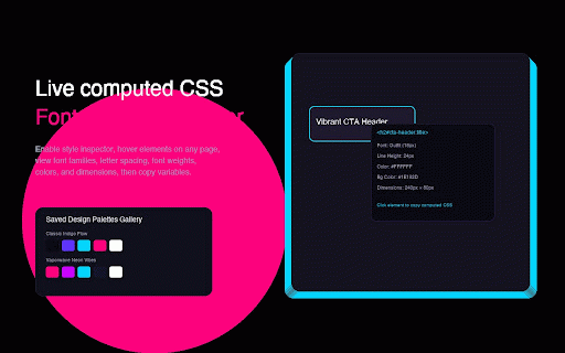 PagePalette: CSS Style & Color Inspector :: Extract color schemes and inspect CSS typography, fonts, and styles from any webpage with a clean designer-focused panel.
