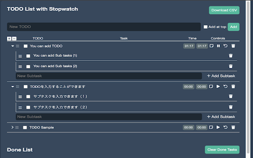 TODO List with Stopwatch :: TODO list with a stopwatch for each task.