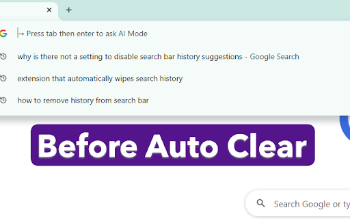 Auto History Clear :: Automatically clears your browsing history to maintain privacy and keep your browser clean.