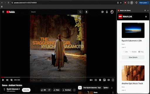 Watch Link (Beta) :: Share and discover video recommendations based on your current YouTube video.