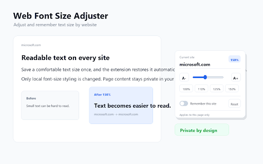 Web Font Size Adjuster :: Adjust and remember text size per website while keeping the original page style as much as possible.