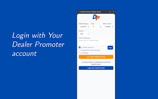 DealerPromoter Vehicle Poster :: DealerPromoter is the ultimate browser extension for car dealers looking to simplify and speed up their vehicle listing process.
