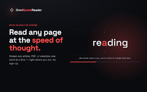 OmniSpeedReader — Speed Read Any Page :: Speed-read any page, article, or selected text with ORP focus alignment, smart pacing, and Bionic mode. No sign-up.