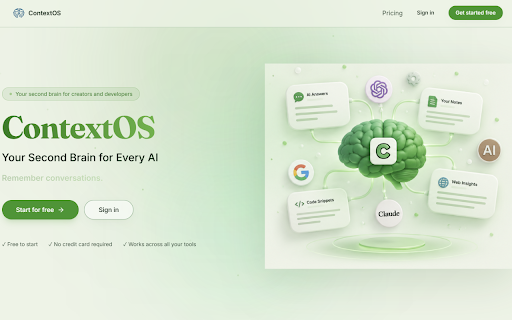 ContextOS — Second Brain :: Remember everything. Save conversations, projects, prompts, and knowledge across AI tools.