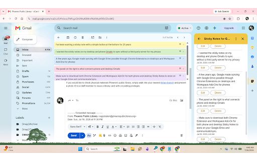 Sticky Notes for Gmail™ :: Pin a private note to any email. Your notes stay with the conversation and sync across all your devices. We never see them.