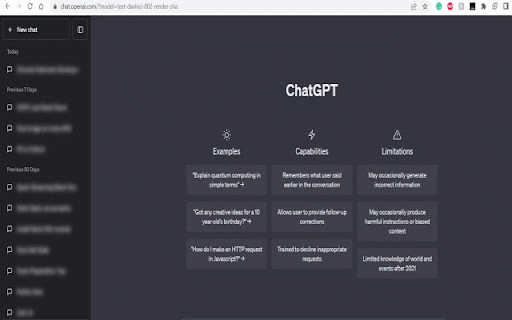 ChatGPT History Blur :: Blur the ChatGPT history on chat.openai.com