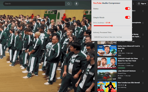 Audio Compressor for YouTube :: Balances audio volume for a consistent listening experience. Compresses quiet and loud sounds to prevent sudden volume spikes.