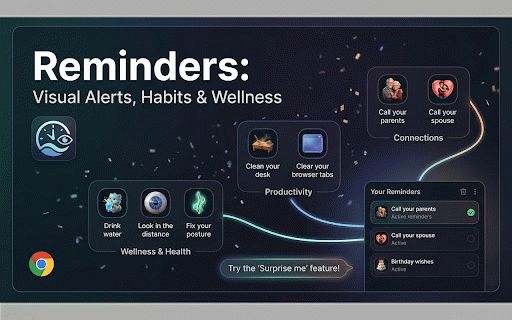 Reminders: Visual Alerts, Habits & Wellness :: Personalized reminders with flexible scheduling, overlays, and habit tracking.