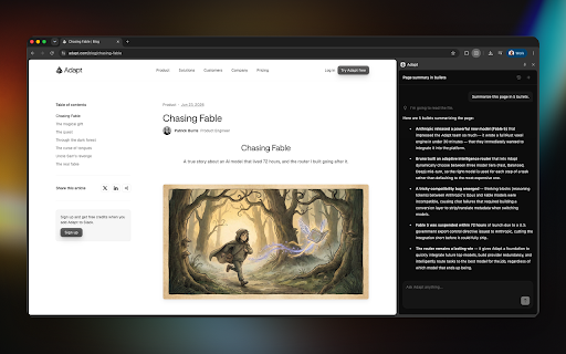 Adapt :: AI assistant in your side panel that reads the page you're on—ask questions, summarize, and let it fill and submit forms for you.