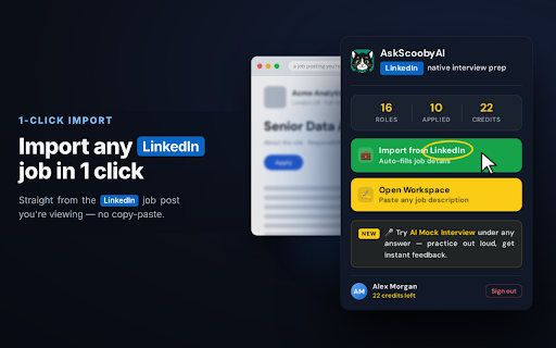 AskScoobyAI – AI Interview Prep for LinkedIn :: Turn any LinkedIn job into AI interview prep — tailored Q&A, STAR answers, a cover letter, and an AI mock interview.