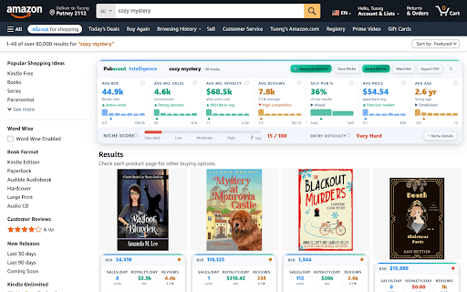 Pubscout :: Book market research for Amazon. See estimated sales and niche difficulty on search results while you browse.