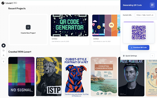 QR Code Generator :: Convert current tab URL to QR code with customizable settings