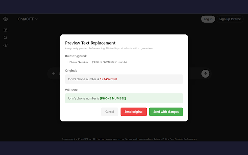 Oopsie - AI Privacy Guard :: Automatically redact emails, phone numbers, SSNs, and sensitive data before sending to ChatGPT, Claude, Gemini, and Perplexity.