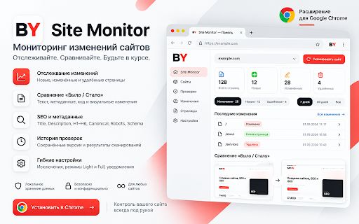 Site Monitor :: Мониторинг изменений сайта с локальными версиями, архивом и сравнением «Было / Стало».