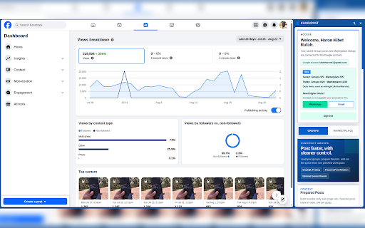 KundiPost – Facebook Groups & Marketplace Auto Poster :: Bulk post to Facebook Groups and Marketplace using reusable posts and listings, paced queues, optional AI rewriting, and cleanup.