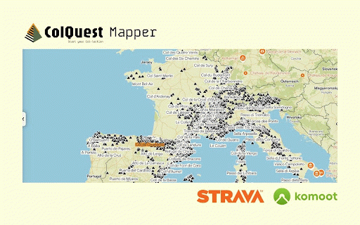 Colquest Mapper :: Display mountain summits on cycling route planning maps