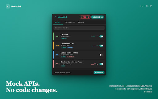 Mockbird :: Intercept and mock API requests in real-time without touching code