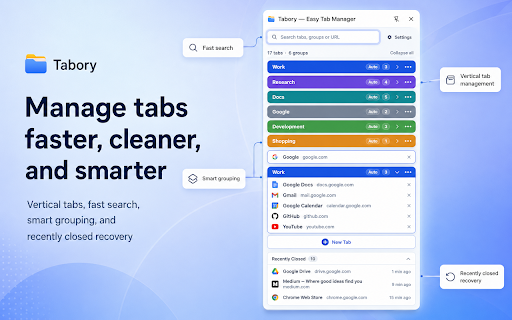 Tabory — Easy Tab Manager :: An easy, rule-based tab manager for Chrome.