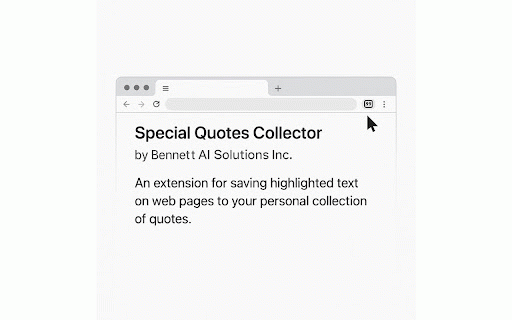 Special Quotes Collector :: Save highlighted text from any webpage into a local collection, searchable and tagged. Works offline, no cloud sync.