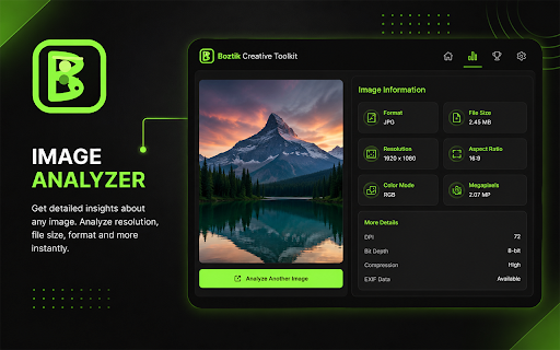 Boztik Creative Toolkit :: Analyze images, extract color palettes, reverse search and download images. Built for photographers, designers and creators.