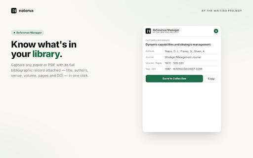 Noterva — Reference Manager :: Know what's in your library. Save papers with their record attached.