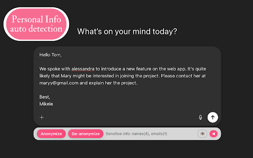 Mask My Chat :: Anonymize sensitive personal data before sending messages on ChatGPT.