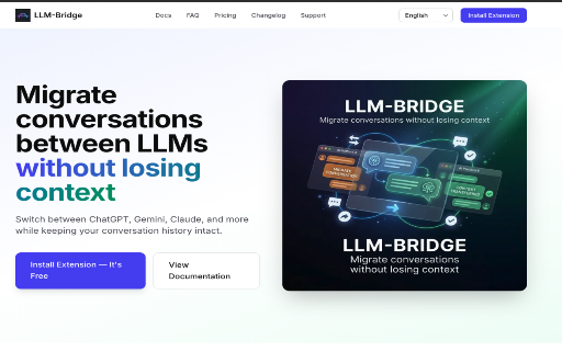 LLM-Bridge: Sync & Migrate AI Chats (ChatGPT, Gemini, Claude,... ) :: Seamlessly migrate conversations between ChatGPT, Gemini, and Claude. Backup chats, sync history, and control your AI data.