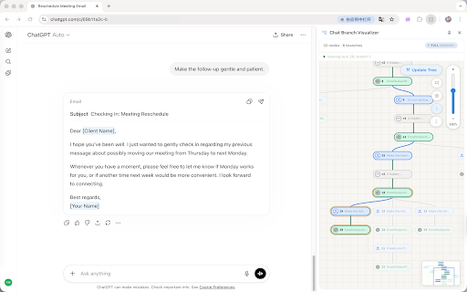 Chat Branch Visualizer :: Visualize conversation branches in ChatGPT/Claude as a native sidebar.