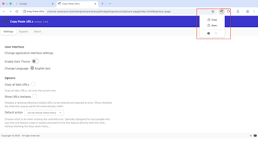Copy Paste URLs :: Copy opened tabs URLs to clipboard or paste URLs from clipboard to create multiple tabs at once
