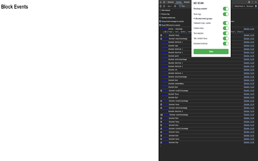 NO SCAN :: Block events on the page. (copy, paste, tab switching, …)