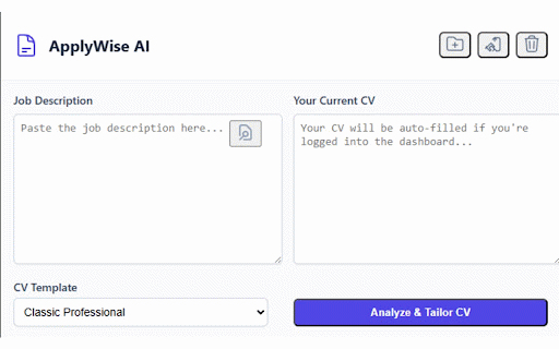 ApplyWise AI :: Analyzes CVs and saves applications to your JobTrackr dashboard.