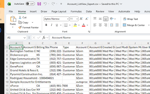 Salesforce List View Exporter :: Export Salesforce Lightning List Views directly to Excel.