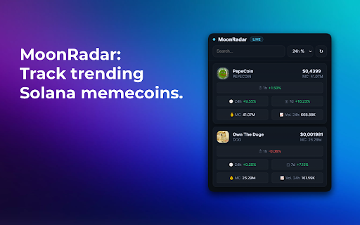 MoonRadar - Wеb3 & Crуpto Analytics :: Discover trending Solana Memecoins in Real Time