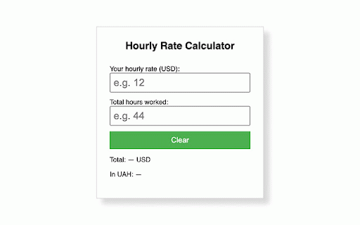 Hourly Rate Calculator :: Calculate total payment from hours worked and your hourly rate.