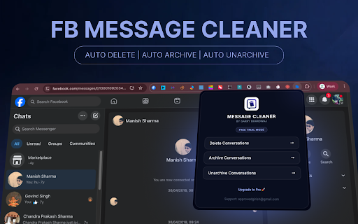 Facebook Message Cleaner — by Garry Bhardwaj :: Manage your Facebook messages more efficiently. A simple, private utility to clean your inbox.