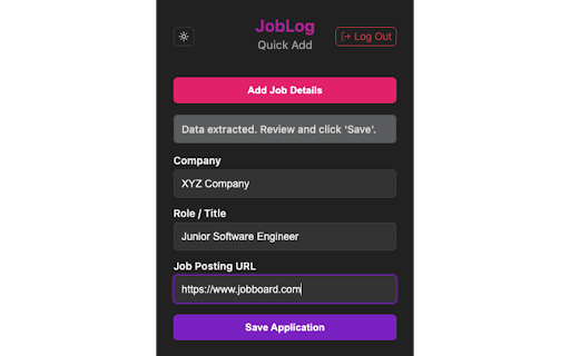 JobLog: Quick Add :: Quickly add job applications to JobLog from any job board.