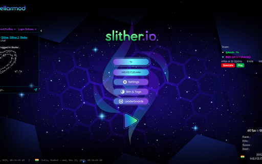 Stellar Mod For Slither.io :: Enhance your Slither.io experience with Stellar Mod – custom skins, zoom, team tools, minimap & advanced graphics options.
