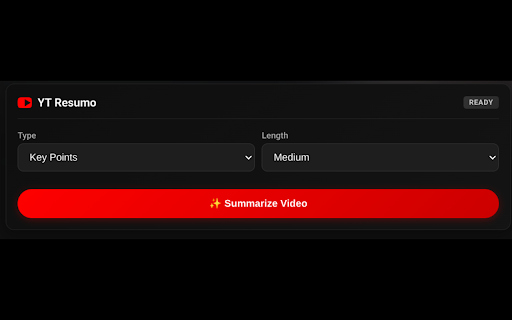 YouTube Video Summarizer - YT Resumo :: Instantly summarize any YouTube video with AI. Key points, timestamps & TL;DR from transcripts. Runs 100% locally & private.