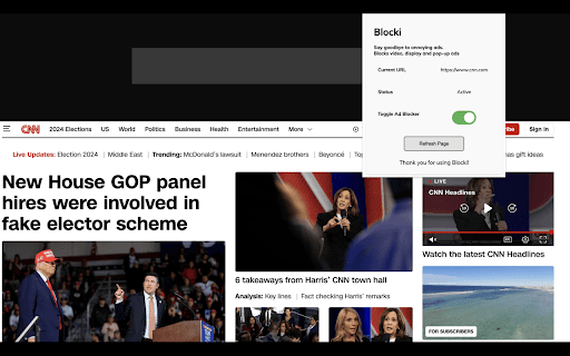 Blocki - Free Premium Ad Blocker :: Blocks pop-ups, display ads, and video ads, and clears white spaces.