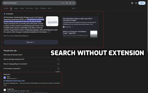 AI Overview Remover :: Automatically removes Google's AI Overview section from search results.