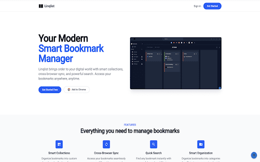 Smart Bookmark Manager - Linqlist :: Smart bookmark manager to end clutter. Visually organize, sync, find fast & share collections easily across all devices.