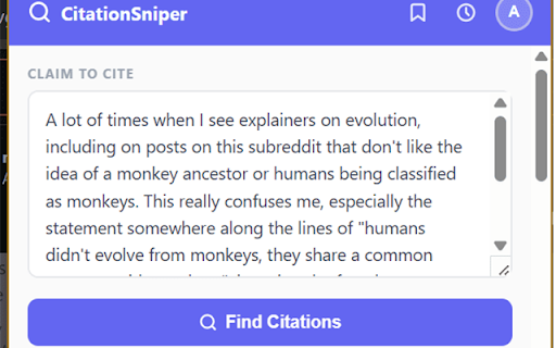 CitationSniper :: AI-powered academic citation finder. Select text on any page and instantly find supporting research.
