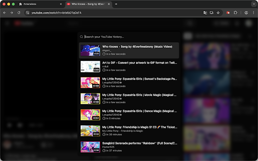 Recall for YouTube :: Your complete YouTube history, forever searchable