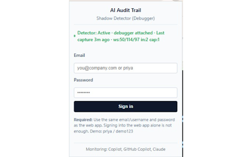 AI Audit Trail - Workplace AI Monitor :: Logs employee usage of Claude and Microsoft Copilot to your organization's AI audit trail for compliance and governance.