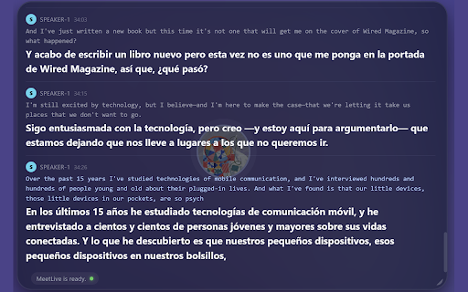 MeetLive - AI Meeting Notes & Translation :: Real-time transcription, live translation and AI notes for Google Meet, Zoom, Teams, Webex & YouTube. No bot joins your call.