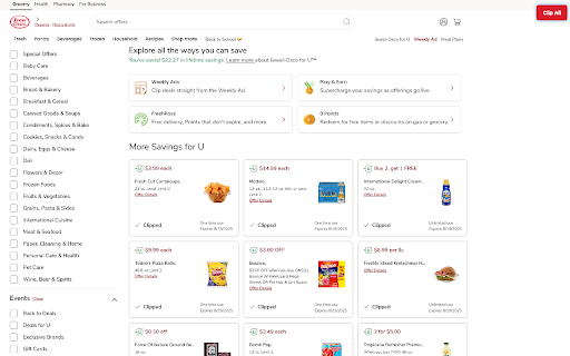 Jewel-Osco Coupon Clipper :: Automatically clip all available coupons from Jewel-Osco with one click. Save time and money instantly.
