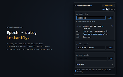 Epoch Converter :: Convert Unix epoch timestamps to human-readable dates and back.
