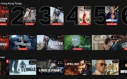 Ratings for Netflix :: Shows IMDb & Rotten Tomatoes ratings on Netflix. Includes a visual filter for blacklisted titles.