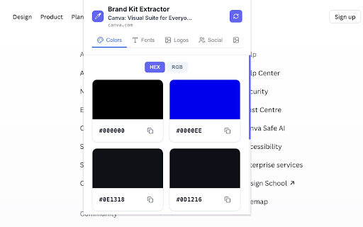Brand Kit Extractor :: Instantly extracts colors, fonts, logos, social links and images from any website.
