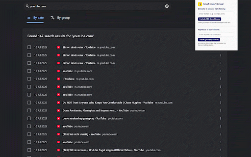 Smart History Eraser :: Visit selected URLs without leaving a trace in your browser history.